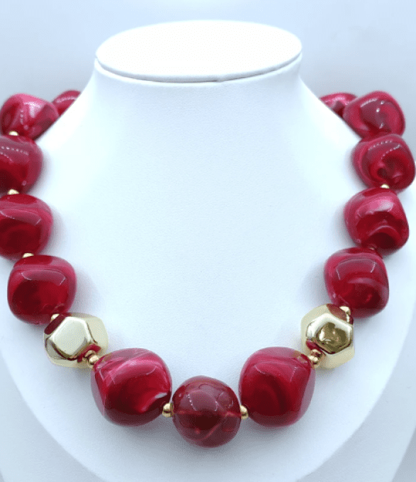 Collier Bordeaux et Or