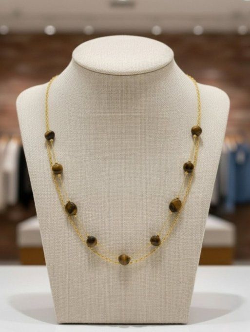 ​Collier Double Chaîne – Ambrés & Dorés