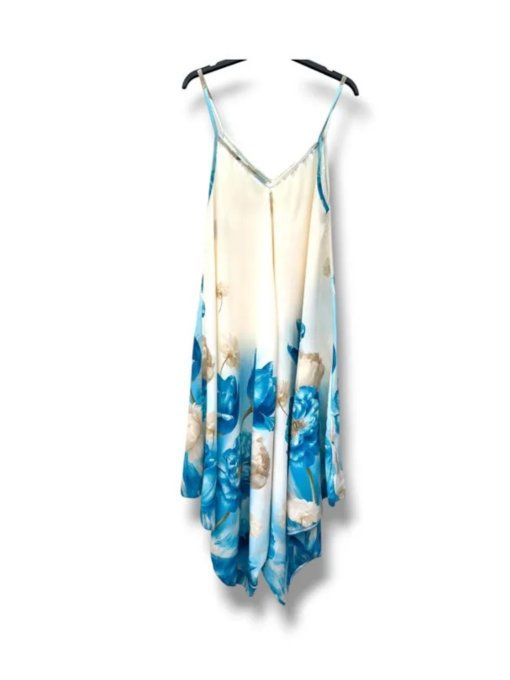 Combinaison Courte Large à Imprimé Floral Bleu