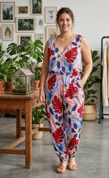 Combinaison Pantalon Fleurie "Escale Tropicale"