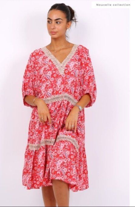 Robe Courte "Esprit Bohème" - Roses & Dentelle ✨