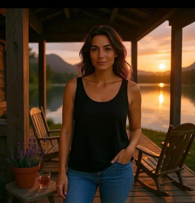 Débardeur Basique Fluide à Encolure Ronde