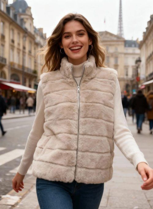 Gilet Sans Manches Fausse Fourrure  - T1