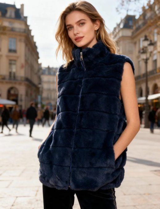 Gilet Sans Manches Fausse Fourrure  -  T3