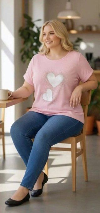 ​Top Fluide "Double Cœur" & Détails Scintillants 