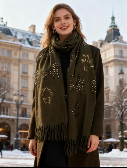  Écharpe Chats Dorés 