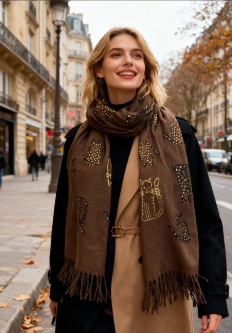 Écharpe Chats Dorés