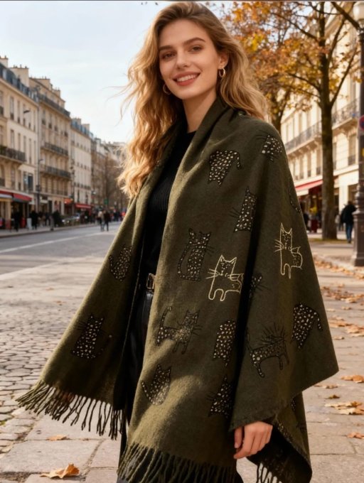  Écharpe Chats Dorés 