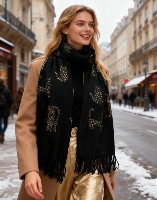  Écharpe Chats Dorés 