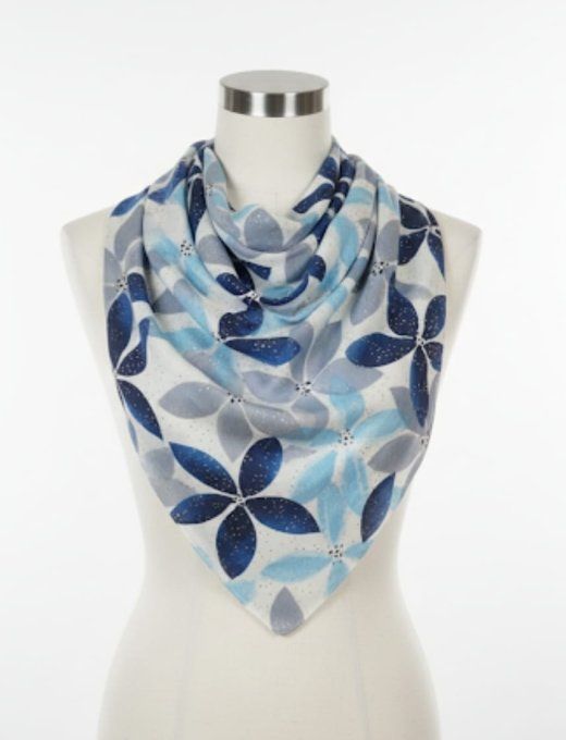 Écharpe Feuilles Bleues