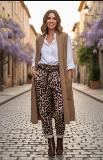 Pantalon coupe fluide à imprimé léopard