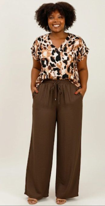 Pantalon Palazzo Fluide Marron