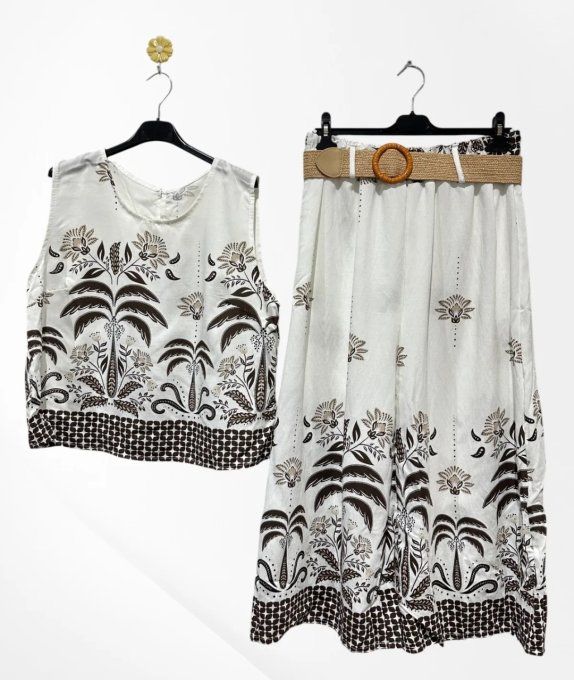 Ensemble Coordonné à Imprimé Tropical