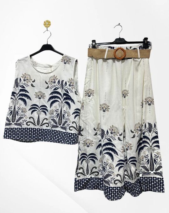 Ensemble Coordonné à Imprimé Tropical