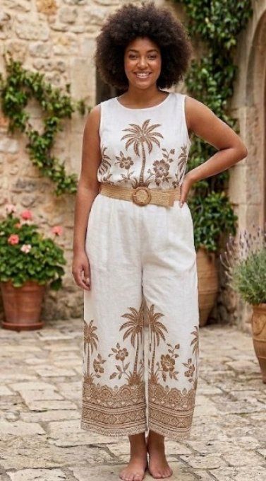 Ensemble Coordonné à Imprimé Tropical