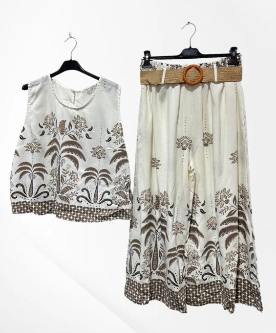 Ensemble Coordonné à Imprimé Tropical