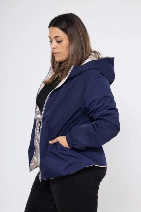Veste Coupe-Vent Réversible "Éclat Doré" ☔️✨ Bleu Marine / Doré