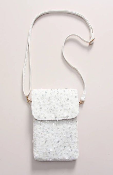 Sacoche Téléphone "Éclat Bohème" Denim & Sequins Argentés ✨
