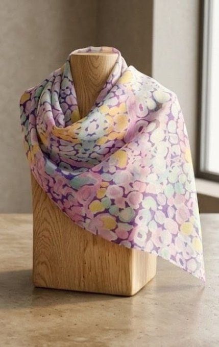 Foulard Doux & Nuances de Violet, Rose, Vert et Jaune