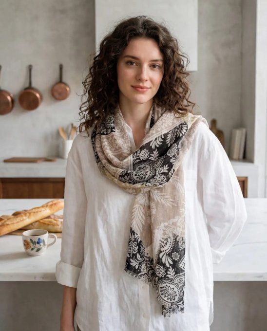 Foulard en Voile Fleuri