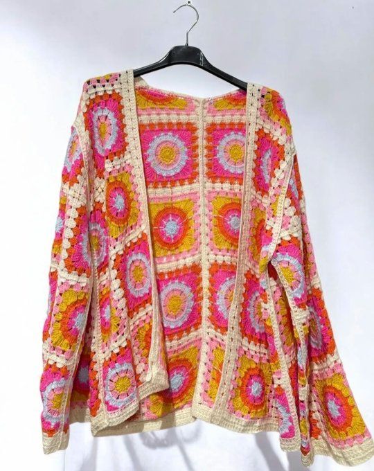 Gilet Boho en Crochet à Carrés