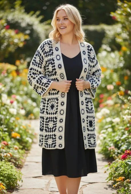 Gilet Long en Maille Crochet