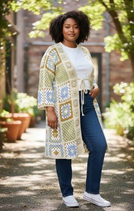 Gilet Long en Maille Crochet