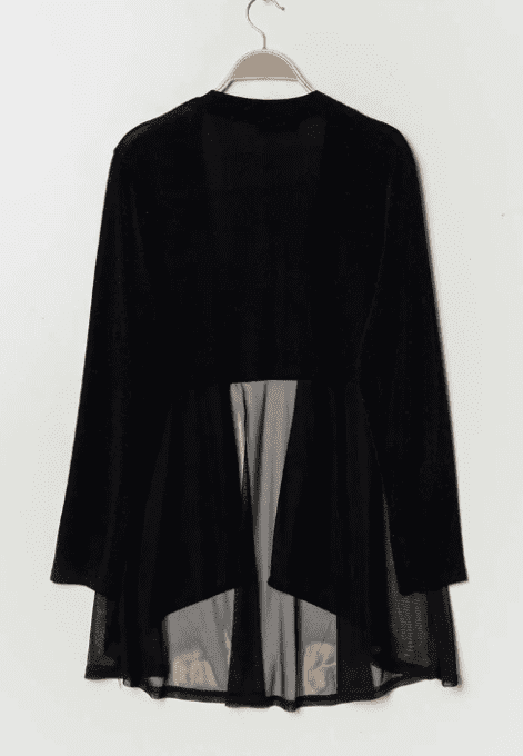 Gilet Long Noir Transparent – Élégance Fluide