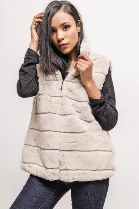 Gilet Sans Manches Fausse Fourrure