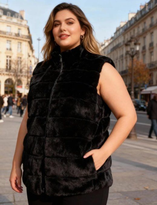 Gilet Sans Manches Fausse Fourrure  -  T3