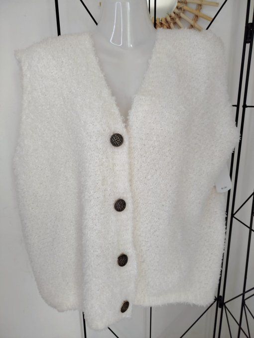 Gilet sans manches blanc cassé
