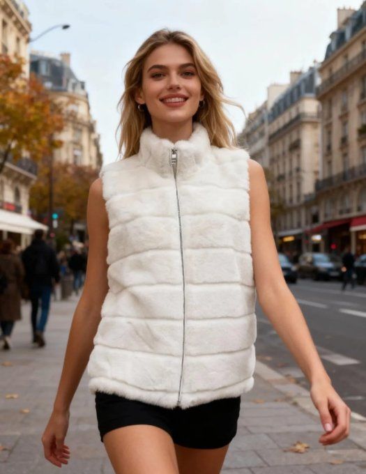 Gilet Sans Manches Fausse Fourrure  - T2