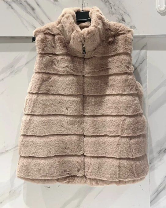 Gilet Sans Manches Fausse Fourrure