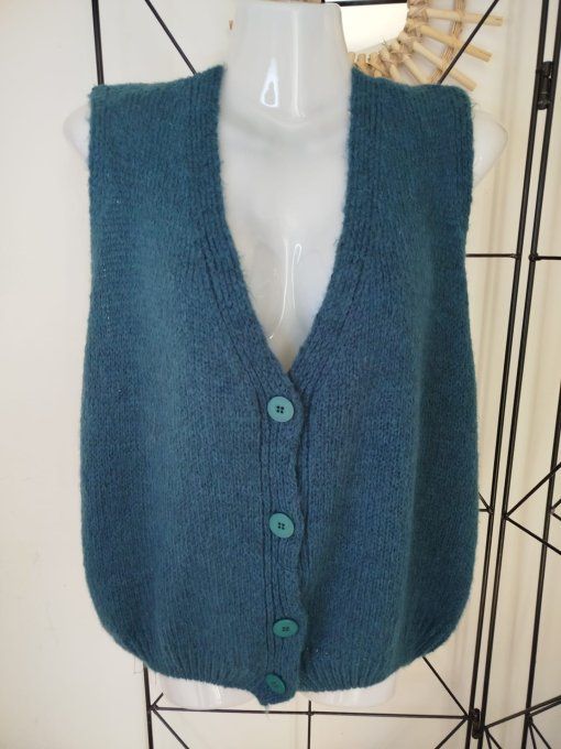 Gilet uni sans manches Bleu canard
