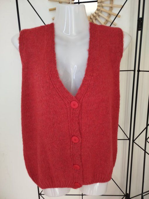 Gilet uni sans manches Rouge