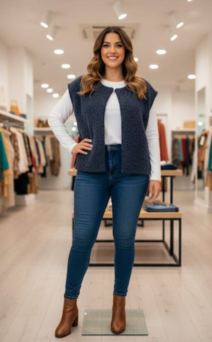 ​Gilet sans manches en maille bouclée 