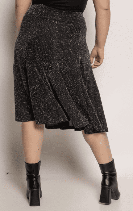 Jupe Midi Noire Scintillante Festive