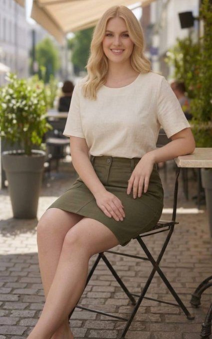 Jupe Droite Kaki Intemporelle & Confortable