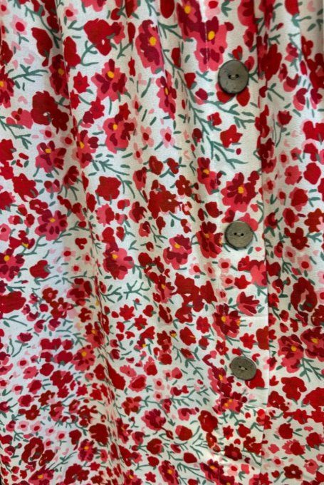 Jupe longue fleurie & Boutons décoratifs