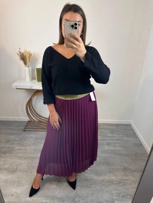 Jupe plissée prune