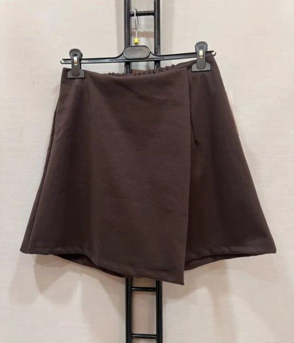Jupe-Short couleur Chocolat Peau de Pêche