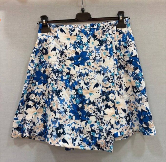 Jupe Short fleuri  bleu