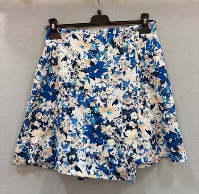 Jupe Short fleuri bleu
