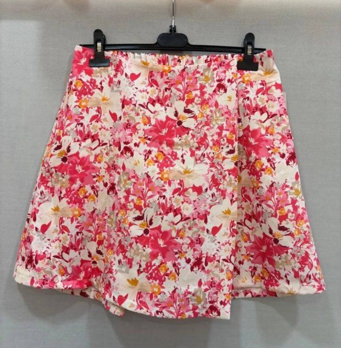 Jupe Short fleuri rose