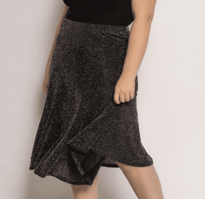 Jupe Midi Noire Scintillante Festive