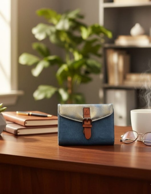 Le Porte-Monnaie "Bleu Azur" & Or 