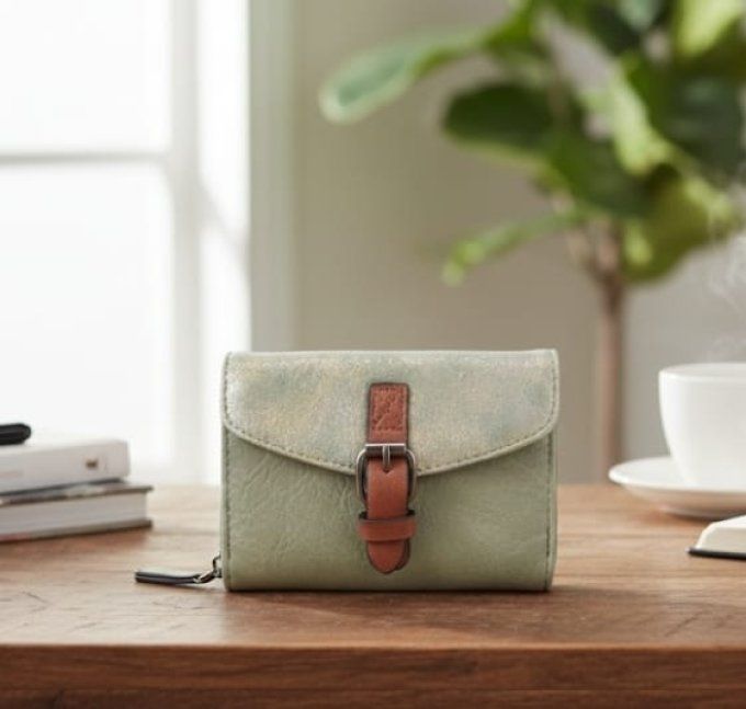 Le Porte-Monnaie "​Vert Amande & Or"