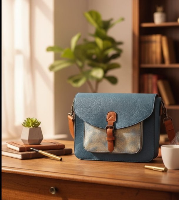 Le Sac Besace "Bleu Azur" & Or 