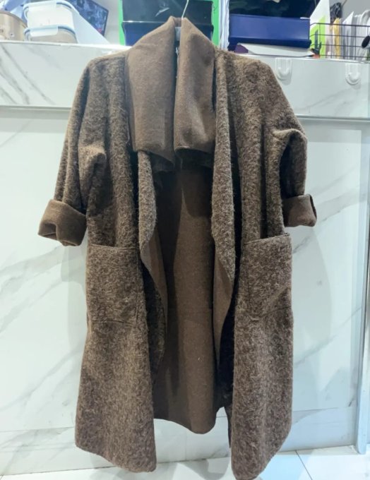 Manteau long en maille bouclée - 