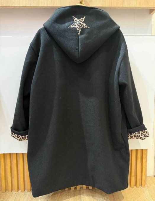 Manteau Mi-Long à Capuche "Léopard Chic"